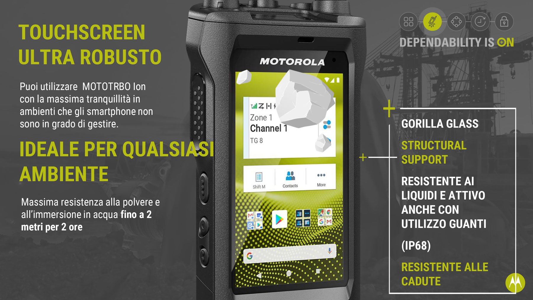 MOTOTRBO radio ion-motorola-solutions è rugged per l'utilizzo in ambienti difficili